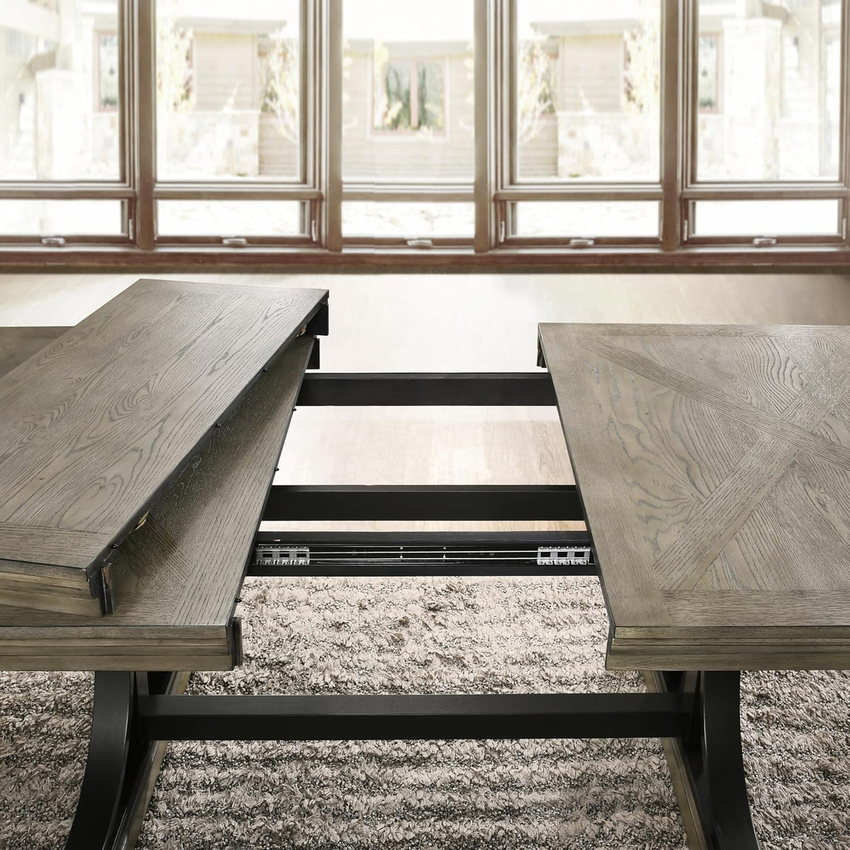 Roundhill Furniture Birmingham Dining Set, One Size, Driftwood Finish