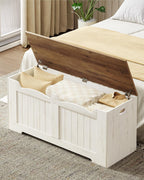Hzuaneri 43" Farmhouse Storage Chest | 55 Gal | 330lb Seat | Retro White | Soft-Close Hinges | Stuffed Animal and Blanket Storage for Entryway, Bedroom and Living Room | Easy Assembly | SB25514X