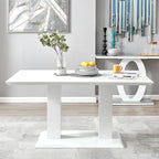 Furniturebox Imperia High Gloss Rectangular Dining Table – Multiple Colors Available - Modern 4-6-Seater Table Only (White, 6 Seater)