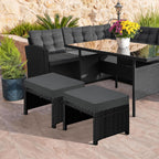Yaheetech Wicker Ottomans, Set of 2 Footrest with Removable Cushion, 2pcs PE Rattan Side Table Additional Seating Multipurpose Outdoor Furniture for Patio, Backyard, Black/Gray