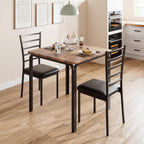 GarveeHome 3-Piece Kitchen Dining Room Table Chair Set for Small Space, Indoor Modern Dinette Set for 2, Square Dinner Table Set for Dinette (Rustic Brown‌, Dining Table with 2 Chairs)