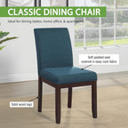 OSP Home Furnishings Dakota Upholstered Parsons Dining Chair with Espresso Finish Wood Legs, Azure Blue Fabric