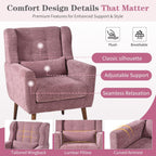 Modern Accent Chair, Upholstered Armchair with Pillow, Fabric Single Sofa Chair with Lounge Seat Solid Wood Legs Accent Chair for Living Room Bedroom Small Spaces (Purple)