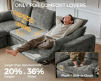 Oversized Modular Power Recliner Sofa Wall Hugger, Cloud Reclining Couch with Headrest, Storage Ottoman, Drawer Charging Cup Holder, Deep L-Shaped 6 Seater with Dual Electric Recliner, Chenille, Grey