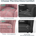 LINSY Large Swivel Accent Chair with Ottoman, Velvet Barrel Chair with Footrest, Modern Upholstered Comfy Reading Chair Armchair for Living Room, Bedroom, Study Room, Office, Pink