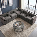 111.4" V-Shaped 5-Seat Sectional Cloud Couch, Chenille Soft Set, Grey | Customizable layout, suitable for living room, bedroom & apartment, comfortable deep seat