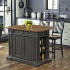 Homestyles Americana Gray Kitchen Island with Drop Leaf Breakfast Bar