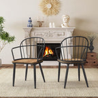 Christopher Knight Home Drats Dining Chairs Set of 2, Accent Dining Chair, Birch Finish Seating Kitchen Chair, Bucket Backrest Metal Frame Armchair, Industrial Dining Chair for Dining Room, Natural