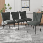 ZckyCine Dining Chairs Set of 4, Upholstered Velvet Kitchen Chairs with Thick Padded Seat and Sturdy Metal Legs, Modern Farmhouse Accent Chairs for Dining Room, Living Room（Just 4 Chairs）