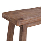 Benjara 33 Inch Saddle Seat Bench, Sandblasted Antique Brown Acacia Wood, Angled Frame Design, Rustic Entryway Bench for Dining Room, Bedroom, Hallway, Living Room and Home Decor