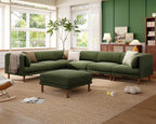 Cloud Sectional Couches for Living Room,Modular Sectional Sofa,Green | Extra Deep 8 Seater,Mid Century Modern Oversized Couches With 2 Ottoman,Solid Wood Leg,Large Sofa for Big Space,Office