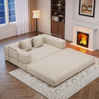 59.0 Inch Convertible Sofa Bed, 4-in-1Futon Sofas Bed Pull Out Sleeper Couch, Modern Deep Seat Sofa for Living Room, Corduroy Couches for Bedroom, Apartment, No Assembly Beige, 2 Seat
