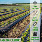 Farm Plastic Supply - Black Plastic Sheeting - 10 mil - (10' x 100') - Black Plastic Tarp, Polyethylene Vapor Barrier Plastic Sheeting, Painters Tarp, Roll of Heavy Duty Plastic