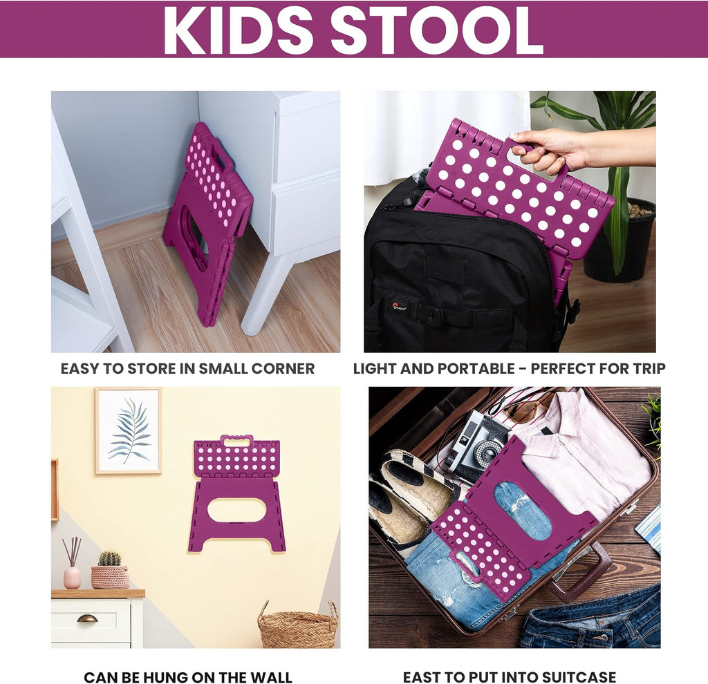 Utopia Home Folding Step Stool - (Pack of 1) Foot Stool with 11 Inch Height - Holds Up to 300 lbs - Foldable Step Stool for Kitchen, Bathroom & Living Room - Anti Skid (Purple)
