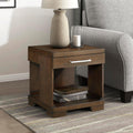 Lexicon Rectangle Wood End Table with Drawer and Lower Open Shelf, Mango Wood Veneer Small Side Table for Contemporary Living Room/Bedroom, Fully Assembled, Espresso