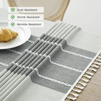 puredown® Rustic Square Tablecloth, Waterproof Cotton Linen Tablecloth with Tassel, Wrinkle Free Farmhouse Table Cloths for Kitchen Dining Outdoor, 55"x55",4 Seats, Gray