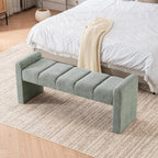 54" Boucle Bench for Bedroom Window End of Bed, Sage | Long Tufted Padded End of Bed Bench, Upholstered, For Living Room/Entryway/Dining Bench/Hallway/Indoor, Modern