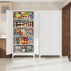 Letaya 75" H Metal Storage Cabinet with 2 Doors and 4 Shelves,Tall Kitchen Pantry Cabinets,Farmhouse Utility Pantry Organizers for Cupboard/Dining/Bathroom/Home Office/Garage Room,White