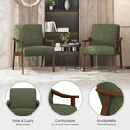 Yaheetech Accent Chairs, Mid-Century Corduroy Fabric Armchairs, Dark Green | Corduroy Chair with Solid Wood Legs, Cozy Reading Leisure Chair for Living Room, Bedroom, Waiting Room