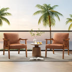 Yaheetech Accent Chairs Set of 2, Mid-Century Armchairs, Light Brown | Cushioned Club Chairs with Supportive Sloped Backrests and Sturdy Wood Arms Fit Small Living Rooms, Offices, Reading Nook