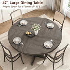 Garvee 47 Inch Round Dining Table for 4-6, Wood Kitchen Table with Cross Base and Adjustable Foot Pads, Dining Room Table with Circle Tabletop for Dining Room, Kitchen, Living Room, Brown