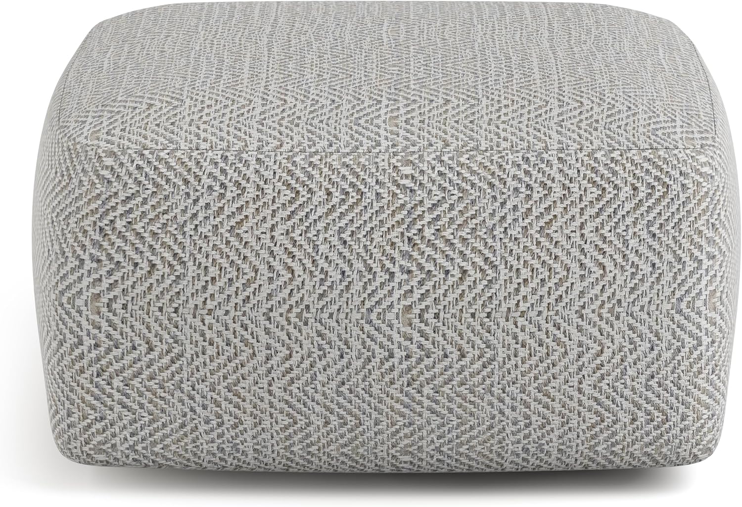 SIMPLIHOME Nate 20" Wide Square Pouf in Patterned Grey Melange Cotton