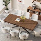 Extendable Dining Room Table for 4-6-8, Large 55''-70.9'' Wood Rectangle Expandable Dining Table with Hidden Storage, Space Saving Farmhouse Kitchen Table for Dining Room Kitchen Office,Walnut