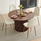 Dining Table Set for 4, Mid Century Modern 47 Inch Wooden Round Dining Table Set, Space Saving (Table + 4 White Chairs)