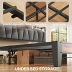 LIKIMIO Queen Size Bed Frame with Storage Headboard and Charging Station