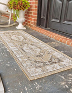 Unique Loom Outdoor Traditional Collection Area Rug - Valeria (2' 7" x 12' 2" Runner, Natural/ Ivory)
