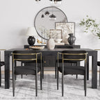 Baysitone Dining Chairs Set of 4 Mid-Century Modern Upholstered Boucle Dining Room Chairs Open Back Curved Backrest Black Metal Legs Gold Armchairs for Kitchen Living Room, Black(Only Chairs)