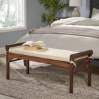 Christopher Knight Home Nelson Wood Bench with Cushion, Rich Mahogany