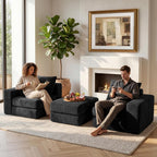 Cloud Modular Sectional Sofa, Comfy Couch with Non Slip Base, Modern L-Shaped Couch with Chaise, Customizable Sleeper Sofa for Living Spaces, No Assembly & Deep Seat (Black)