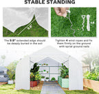 Outsunny 20' x 10' x 7' Outdoor Walk-in Greenhouse, Tunnel Green House with Roll-up Windows, Zippered Door, PE Cover, Heavy Duty Steel Frame, White