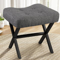 Memobarco 18-Inch Large Vanity Stool Chair, Gray Makeup Stool | Teddy Flannel Vanity Bench, Metal X-Leg, 350 LBS, 20"x16.9"x18", Ottoman Accent Stool, Breathable Soft Padded Saddle Seat