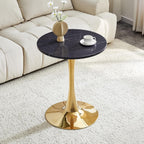 Round Dining Table, 23.6" Circle Tulip Table with Thickened Tabletop & Metal Pedestal, Mid Century Modern Bistro Table for Kitchen, Small Places, Living Room