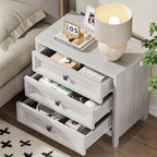 White Nightstand with 3 Drawers, Wood Night Stand with Metal Knobs, Farmhouse Bed Side Table for Bedroom, Modern End Table for Living Room Home Office Storage 1PC