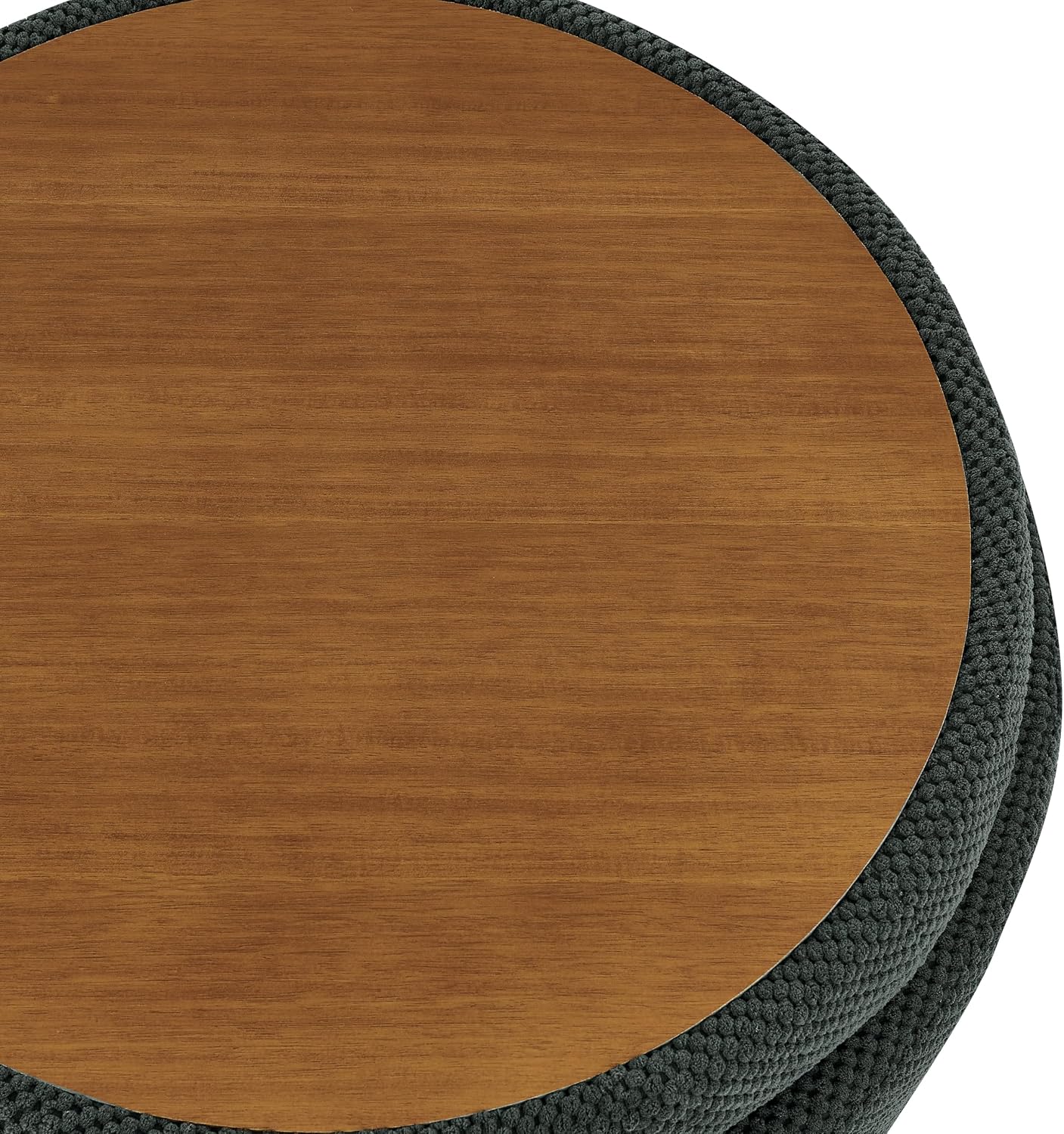 25'' Round Storage Ottoman with Reversible Tray Lid, Tufted Footrest Stool with Hidden Storage, Couch Side Table for Low Tea (Dark Grey)