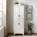 Crosley Furniture Tara Pantry Storage Cabinet with Shelves, Kitchen, Dining, or Laundry Room, Distressed White