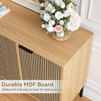 47.2" Sideboard Cabinet, Modern Buffet Cabinet with Doors & Adjustable Shelf, Wood Credenza Coffee Bar Storage Console Table for Kitchen, Dining Room, Living Room, Entryway, Natural