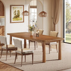 63-Inch Solid Wood Dining Table, Farmhouse Kitchen Table for 4 to 6, Rectangular Wood Dining Room Table for Home, Kitchen, Living Room (Rustic Brown)