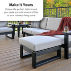 LuxCraft Poly Lanai Deep Seat Cushioned Outdoor Ottoman Table Padded Footrest Foot Stool for Outside Patio Deck Pool Porch Garden - USA Amish Made (Black, Canvas Fabric)