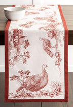 Maison d' Hermine Table Runner 100% Cotton Single Layer Table Runners 60 inches Long for Thanksgiving Christmas Decorations Home Kitchen Dining Party Wedding (Holy Jouy - Red, 14.5" x 60")