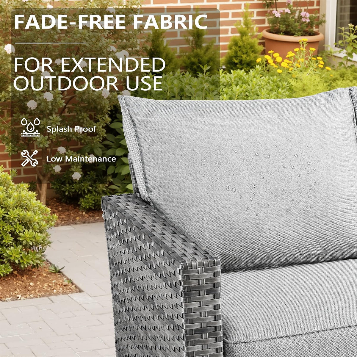 CAODOC 6 Pieces PE Wicker Patio Furniture Set, Outdoor Sectional Sofa with Swivel Chairs, Modern Rattan Conversation Set for Yard, Garden, Lawn, Deck, and Backyard