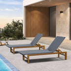 PURPLE LEAF Extra Wide Patio Lounge Chair Resort Wicker Set of 2, Navy | Handwoven Wicker, Teak Wood-Grain Aluminum Frame, 5 Adjustable Positions, Non-Slip Pads, Oversized Frame, 440 lbs Capacity