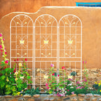 2 Pack Metal Garden Trellis 86.7" Black Fence Rustproof Garden Trellis for Climbing Plants Support Roses Flower Outdoor Lawn, Cream White
