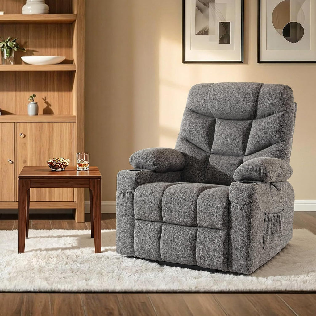 MCombo Power Lift Recliner for Elderly, Fabric 7287 (Dark Gray, Medium)