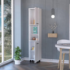 Small White 2-Door Pantry Cabinet with Shelving, Kitchen Storage, Versatile Corner Unit