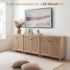 Fat Ant Buffet Cabinet with Storage, Rattan Sideboard Cabinet with 2 Magnetic Doors and Shelves, Kitchen Sideboard Accent Cabinet for Hallway, Entryway, Living Room, Kitchen, Natural