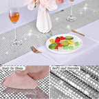 durony 2 Pack Disco Party Table Runner 11 x 108 Inch Mirror Silver Glitter Foil with Sparkle Sequin Table Runner for 70s Bachelorette Parties Disco Cowgirl Party Decorations